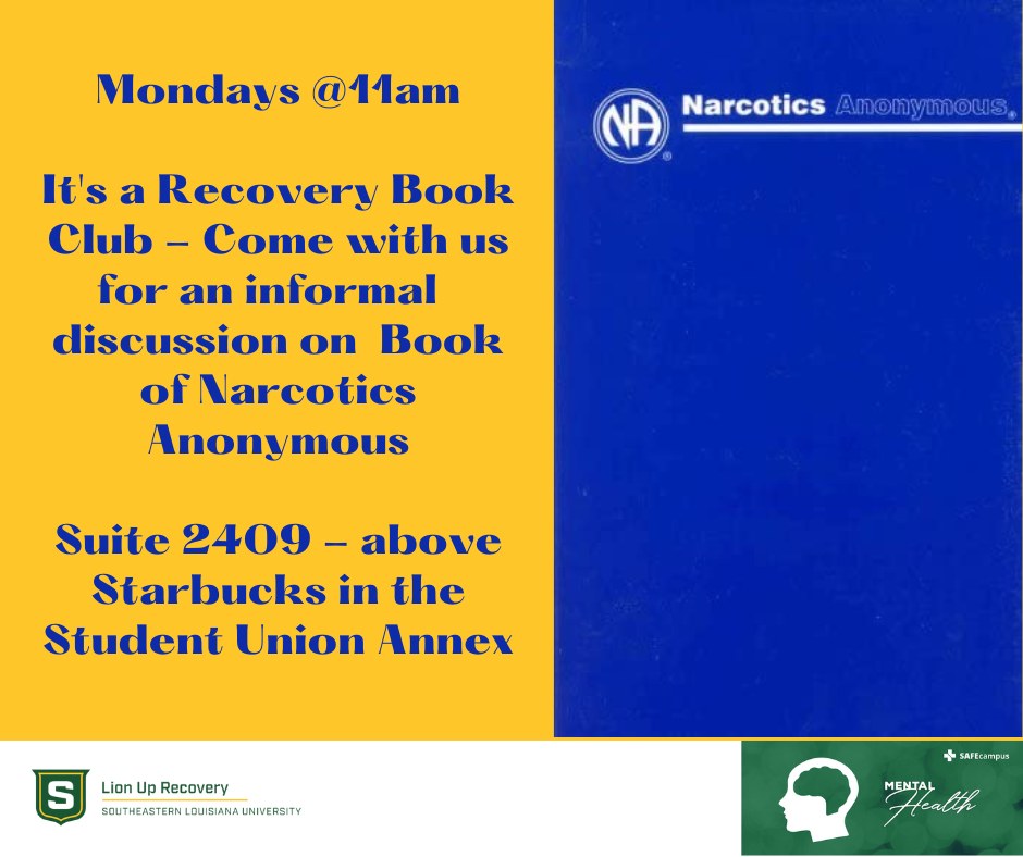 LionUpRecovery's tweet photo. Today at 11am. Come join our lively discussion on the readings from the book of Narcotics Anonymous. #lionuprecovery https://t.co/GIfivqALB8