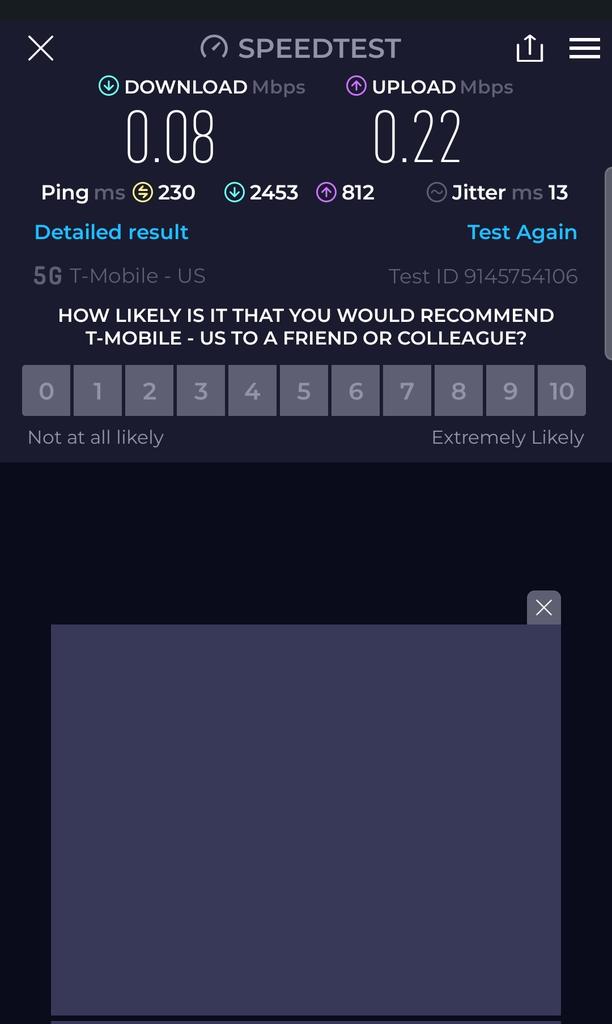 usafa1993's tweet image. @TMobile great work for my #magentamax plan Int'l data speed...not!  🤡🥸💩🤡🥸💩 .08mbps upload on @Speedtest @googlefi here I come!