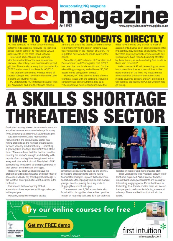 PQMagazine's tweet photo. Graduates waning interest in a career in accountancy has become a massive challenge for many firms - read what they said in the latest issue of PQ magazine. Out now at https://t.co/9oIy3HdqD2 #PQmagazine #ACCA #CIMA #AAT #ICAEW #CIPFA #ILFM #ICBUK @ACCANews @CIMA_News @YourAAT https://t.co/RvHTl7dV5E