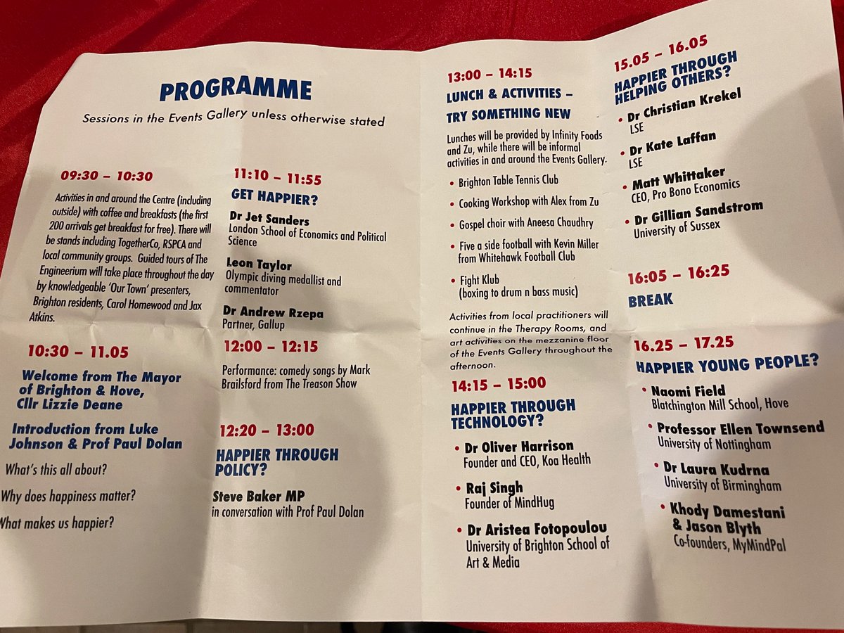 SelfHarmRes's tweet photo. Excellent programme of events here at the #getHappier event 👇❤️ https://t.co/uK5ZRewPGx