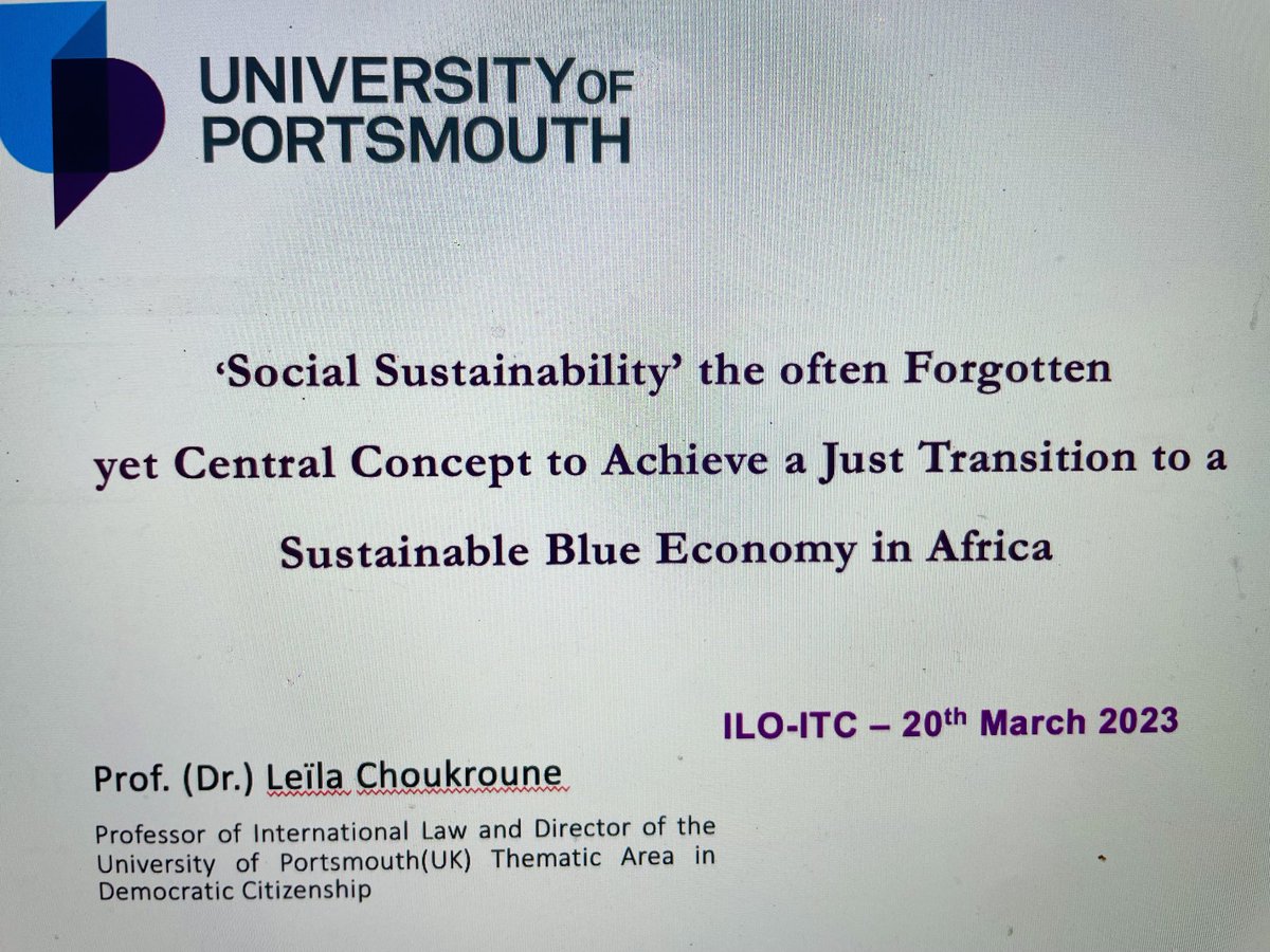 LChoukroune's tweet photo. Amazing interactions this morning with @ilo International training centre and 55 countries @_AfricanUnion participants on #BlueEconomy and #SocialSustainability #SDGs @UNGoal9 ‼️ Time for #JustTransitions = #HumanRightsBased @blue_centre https://t.co/6iXgAa0S6l
