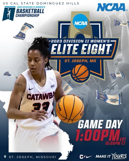 ELITE EIGHT BABY!! 🕺🏽💃🏾

Students Join us for a watch party in Goodman Gymnasium beginning at 11:30am!

🆚Cal State Dominguez Hills
📍 St. Joseph, MO
⏰1:00PM EST | 12:00PM CT
#together | #GoCatawba