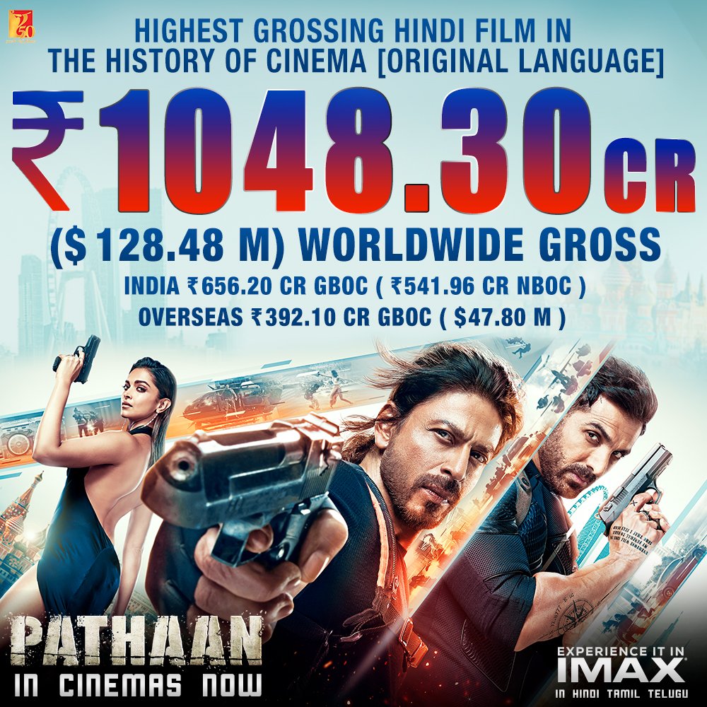 AmitTho67279533's tweet photo. #pathaan movie have a massive success on worldwide box office with 1048.30cr... 🔥😎🤙👏
#ShahRukhKhan #pathaanmovie #pathaanboxoffice https://t.co/inEpw0uxs9