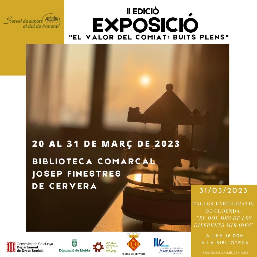 Tot a punt per la inauguració de l’exposició fotogràfica EL VALOR DEL COMIAT: BUITS PLENS organitzada per l’Associació <a href="/suportaldol/">SuportalDol</a> de Ponent. La podeu visitar des d’avui fins al divendres 31 de març als diferents espais de la Biblioteca.<a href="/paeriacervera/">Paeria de Cervera</a> <a href="/ccsegarra/">Consell Comarcal de la Segarra</a> @diputaciolleida