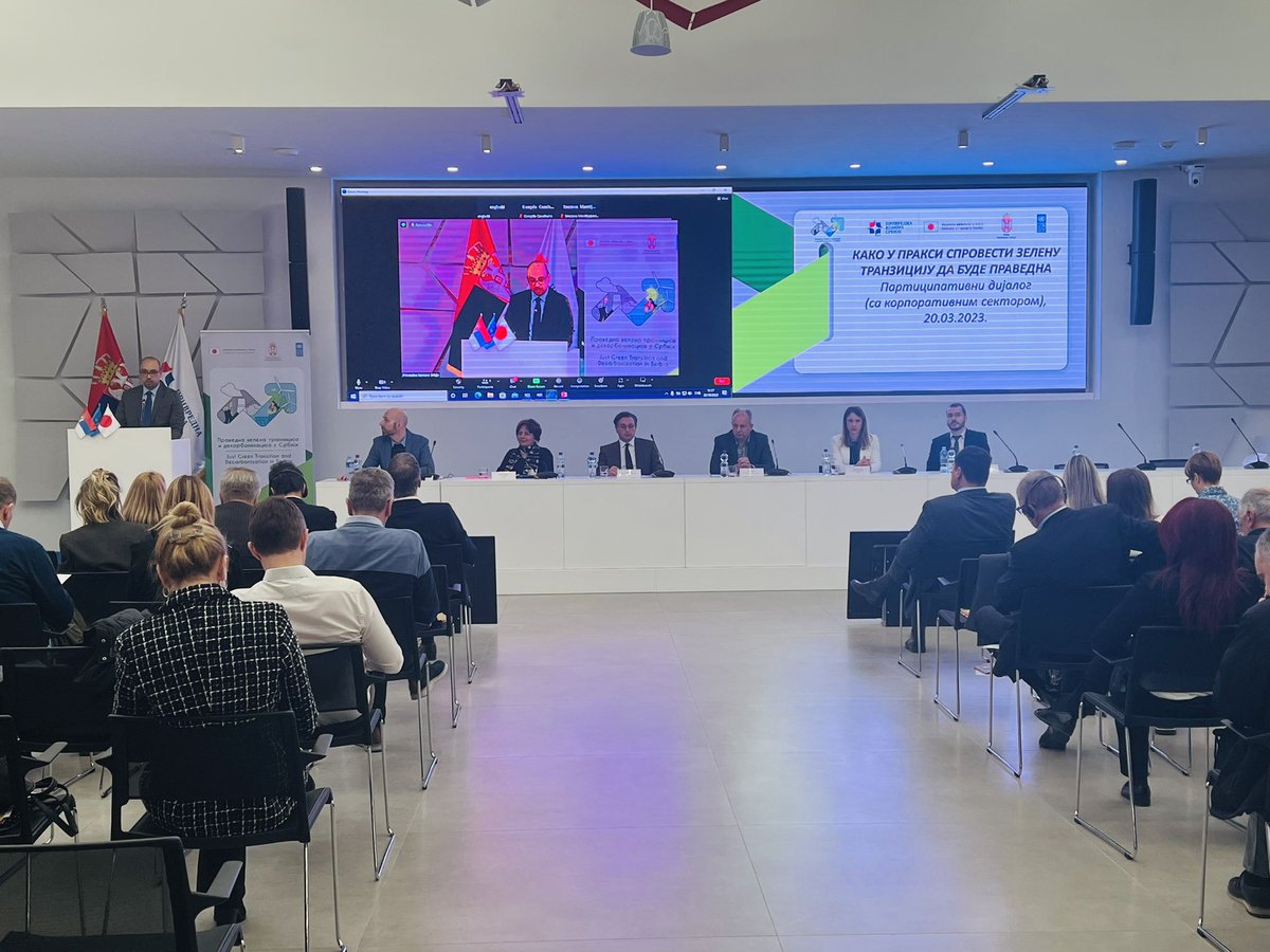 UNDPSerbia's tweet photo. Transitioning to green economy must prioritize justice for all communities. Today we joined representatives of corporate sector from both Serbia &amp; #Japan to gather inputs which will support @SerbianGov and  🇷🇸 green transformation while leaving no one behind. https://t.co/lJQKLjR7Hu
