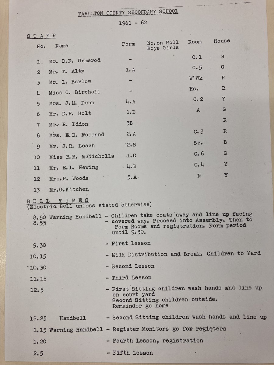 tarletonacademy's tweet image. 4 weeks to go until we move into the new school building! 🏫

Below is a copy of what the original school day looked like when the school first opened in 1962.
 
#Tarletonacademy #Tarleton #Lancashire #school #education #Tarletonmemories