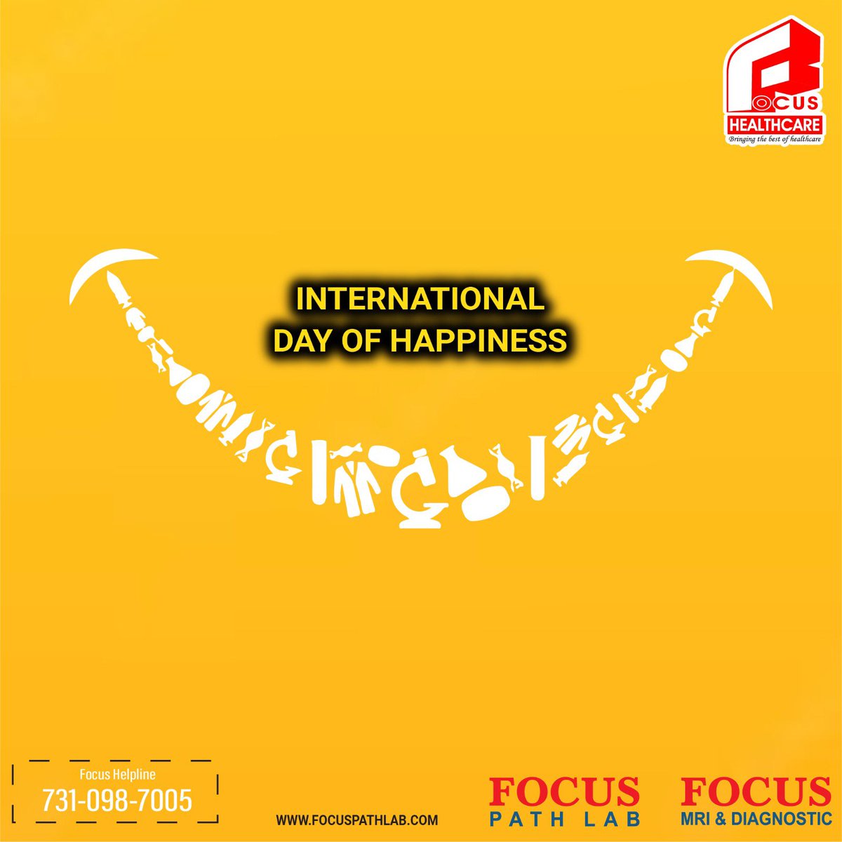 FocusPathlab's tweet photo. Keep Smiling 😊
International Day of Happiness
Focus Helpline: 731-098-7005
#focuspathlab #focus #focushealthcare #healthcare #medical #happy #happylife #happinessday #dayofhappiness #bareilly #bareillysmartcity #hospital #smile #smileplease #smartcitybareilly #bareillycity https://t.co/szjoqQ8WhD