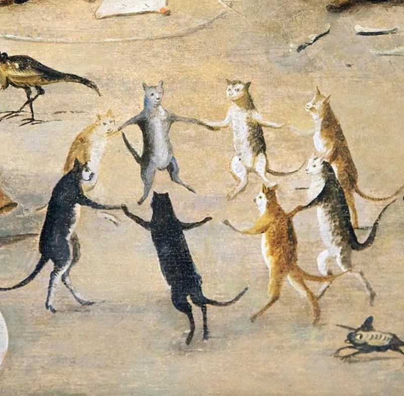 CuriosMuseum's tweet image. Cats dance to a Satanic tune.
