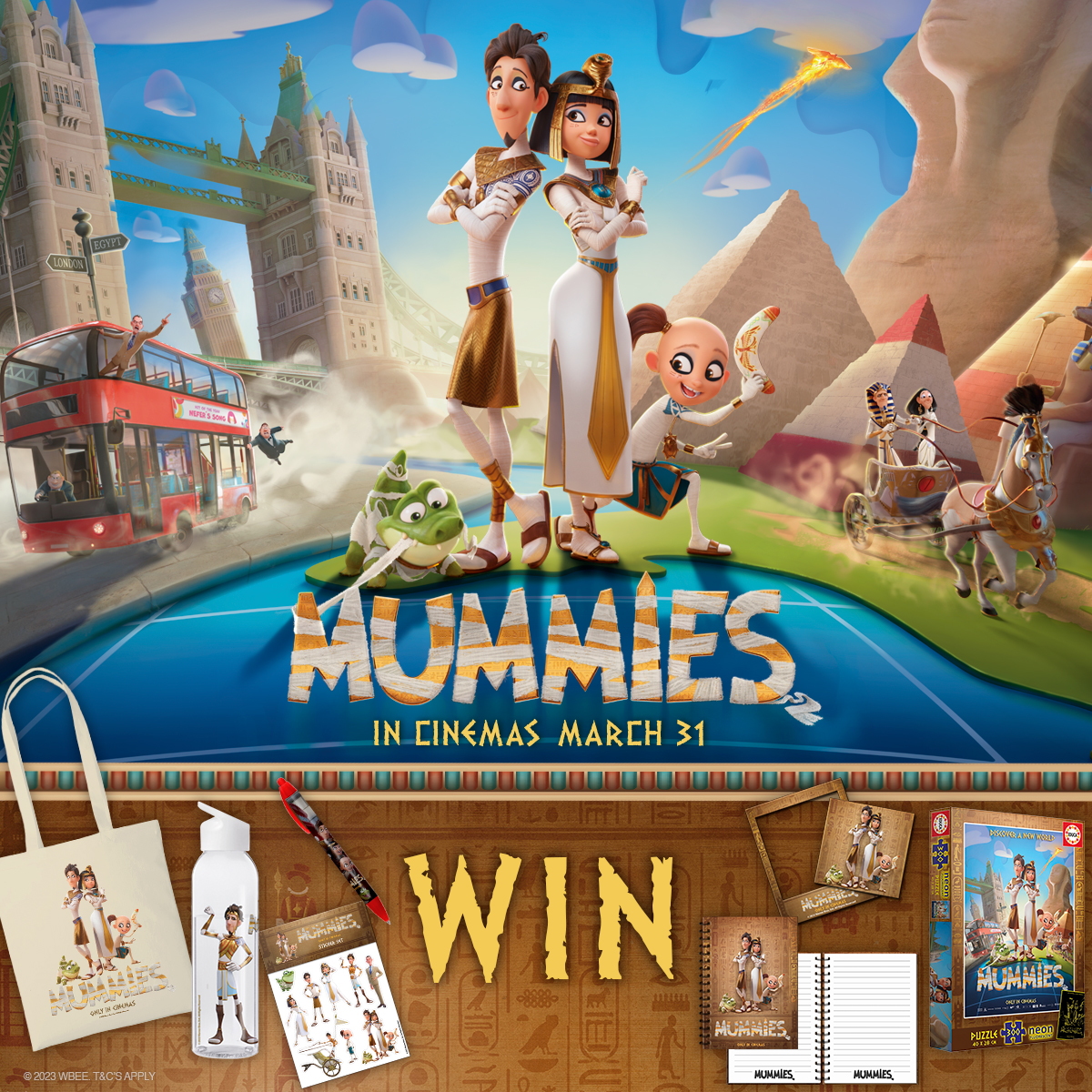 WarnerBrosUK's tweet photo. ✨ COMPETITION ✨ To celebrate the upcoming release of Mummies, we're giving away 3 exciting activity bundles 🧩 Simply RT this tweet &amp; follow us by March 28 to be in with a chance to WIN! 

Don't miss #MummiesMovie, coming to cinemas March 31. https://t.co/mPWNP4Ht5z