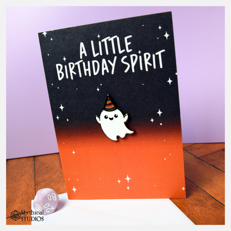 TheMythicalShop's tweet photo. Pin AND a card? Gift combo FTW! #greetingcards #ghosts #EnamelPins #cute #DnD https://t.co/9NOdFLe3WM