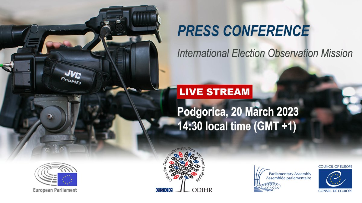 osce_odihr's tweet image. Join ODIHR, PACE and the European Parliament at 14:30 CET (GMT+1) today for a presentation of our initial findings following #Montenegro’s presidential election. Watch the livestream here ▶️ facebook.com/osce.odihr