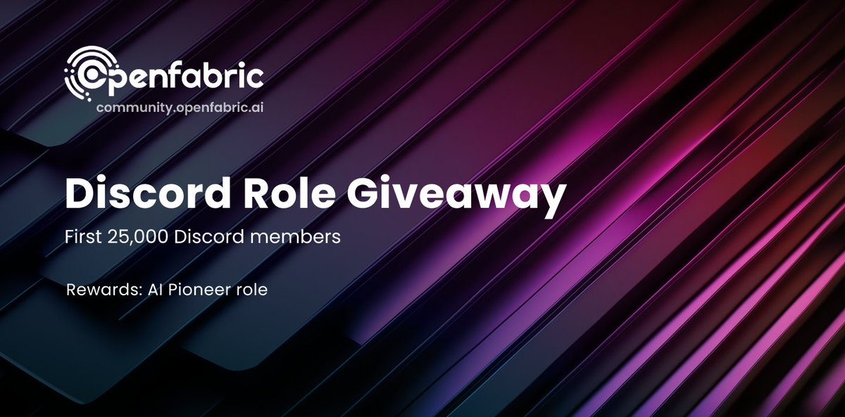 openfabricai's tweet photo. Big news today!!!

We decided to launch free Openfabric NFT collection! The size, perks, whitelist process will all be released in the upcoming weeks. 🔥

To celebrate that, we are giving AI PIoneer role to the first 25,000 Discord members. 🎁

https://t.co/7kjtoiYHMc https://t.co/91NKv7p3Tc