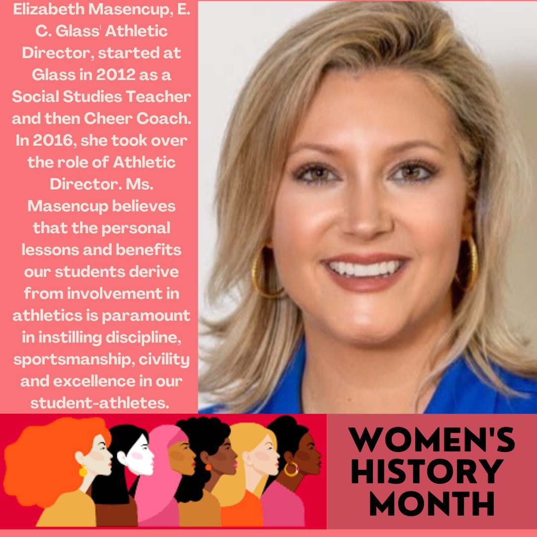 ecghighschool's tweet photo. Celebrating #WomensHistoryMonth with women of E. C. Glass! #hilltoppers #herstorymatters @ecgathletics https://t.co/0X6JEaQM90