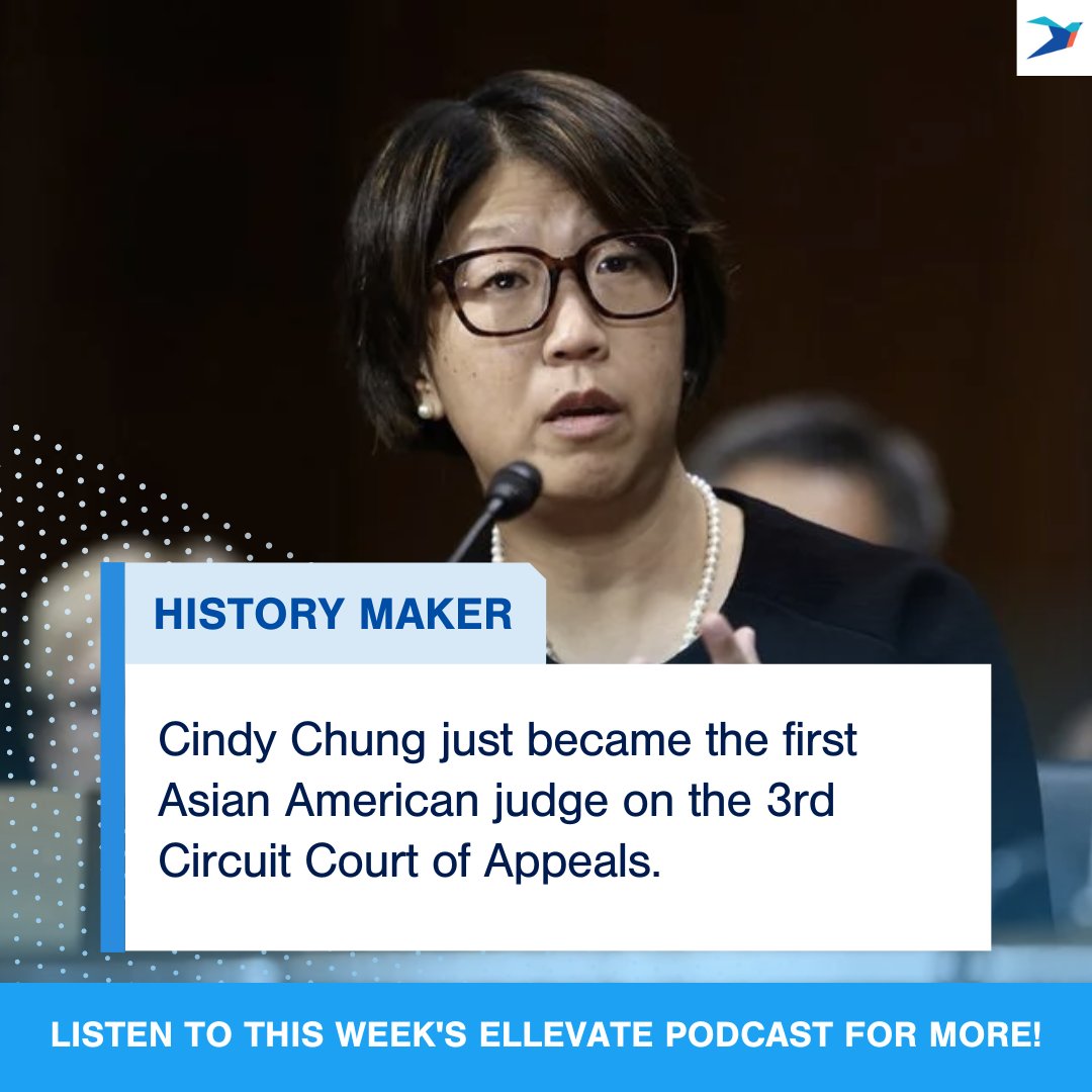 EllevateNtwk's tweet image. Cindy Chung just became the first Asian American judge on the 3rd Circuit Court of Appeals!

Listen to the Ellevate Podcast to hear more firsts celebrated every episode!⁠

#first #history #representation #representationmatters #equality