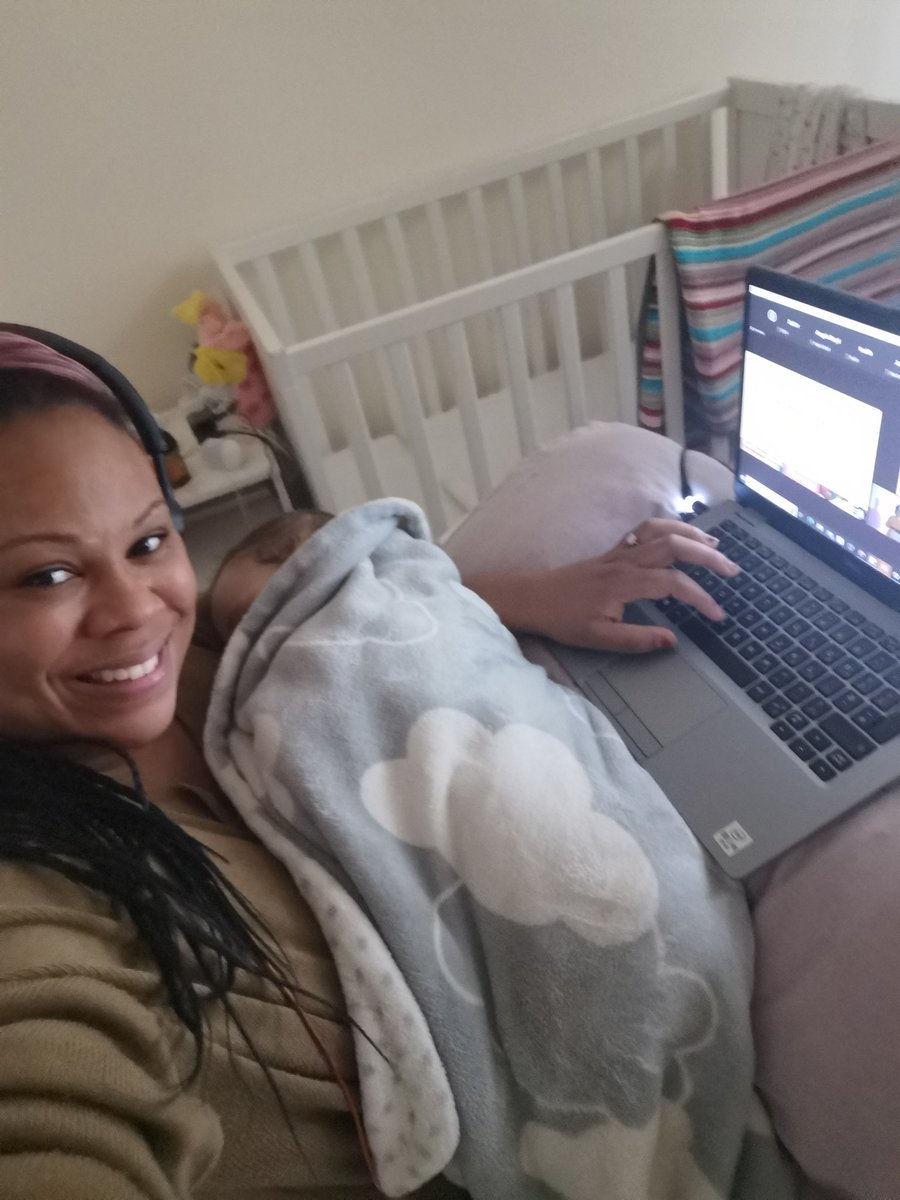 I couldn't attend the @MotherhoodGroup Black Maternal Health Conference in person but joining online with my babe in my arms. So far fantastic talks from @TeamCMidO @afuathescot @CarolKingsteph2 @_MarsLord. Now it's time for @Midwifemarley 💖 #BMHCUK