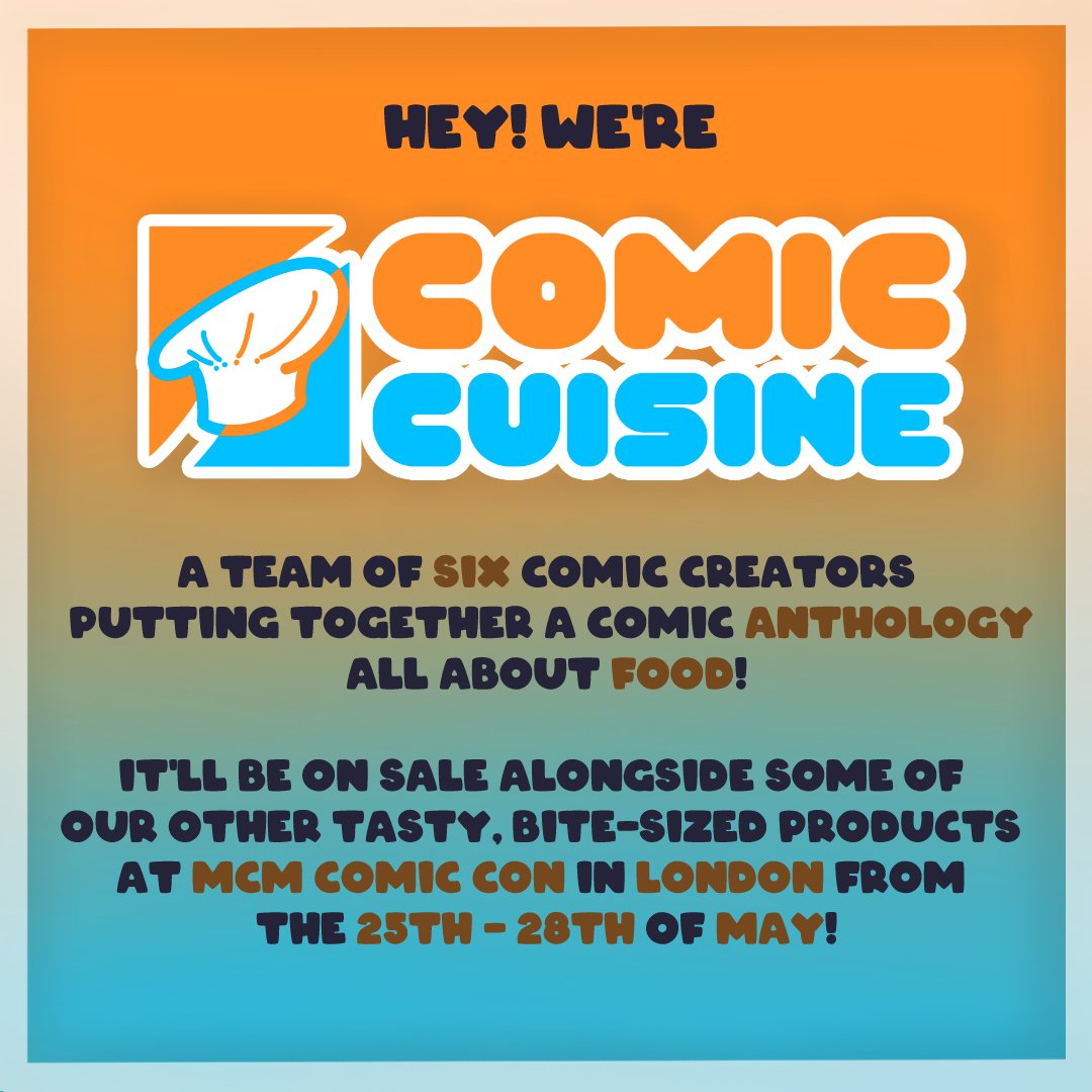 CuisineComic's tweet photo. Hi, we are Team Comic Cuisine!
👩‍🎨🎨👨‍🍳🍳
Find out more about us here!
#MCMlondon #MCMComicon https://t.co/Y1hxu7cJ5t