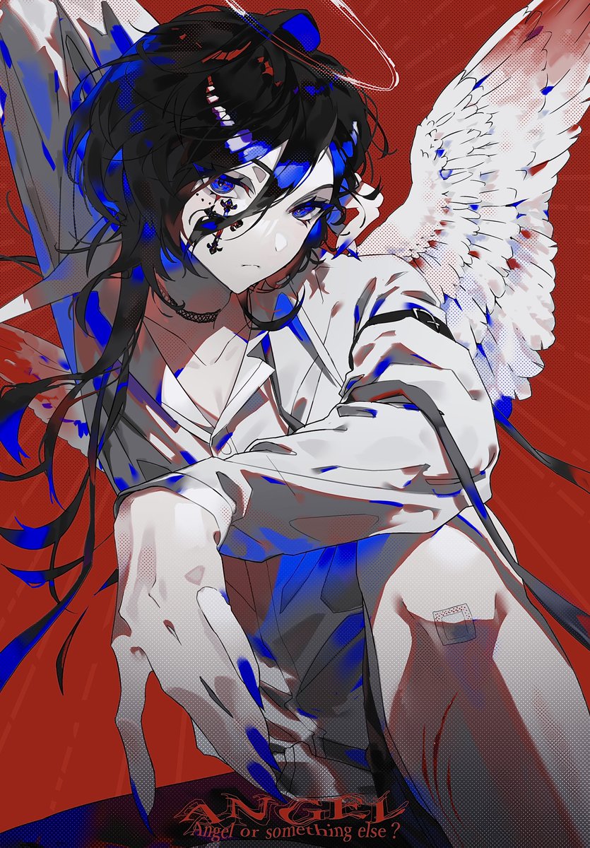 halo wings solo 1boy angel male focus angel wings  illustration images