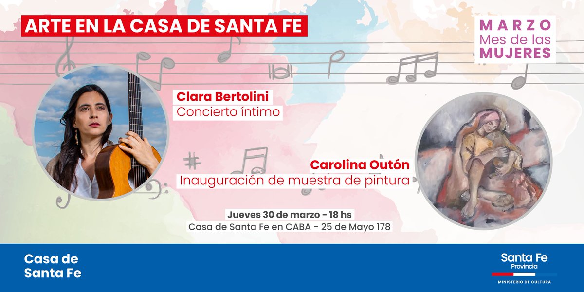 MARZO MES DE LAS MUJERES. Estamos muy contentas de invitarte el próximo jueves 30 de marzo a compartir un concierto íntimo que se realizará conjuntamente con la inauguración a una muestra de pintura de la mano de Clara Bertolini y Carolina Uotón con entrada libre y gratuita.