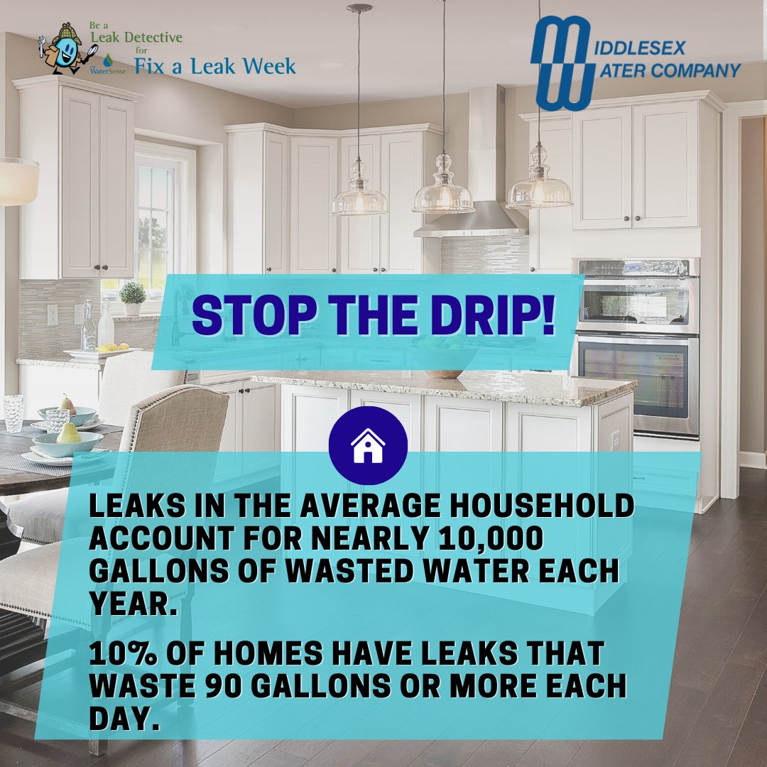 MiddlesexWater's tweet image. It’s Fix-A-Leak Week! It’s an important reminder for all of us to check for leaks at home.  Get tips and find a home Leak Checklist for download at: epa.gov/watersense/fix…

#Fixaleakweek