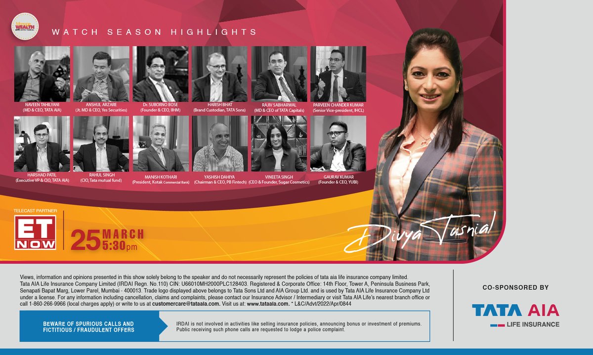 DivyaTusnial's tweet photo. Experience the best moments of our show with highlights from industry experts and all our amazing guests. Relive the excitement and knowledge shared by our esteemed speakers, on 25th March 2023 at 5.30 pm on @ETNOWlive 
Radio Partner: @FeverFMOfficial 

#finance #business #money https://t.co/qQRjtxpO8x