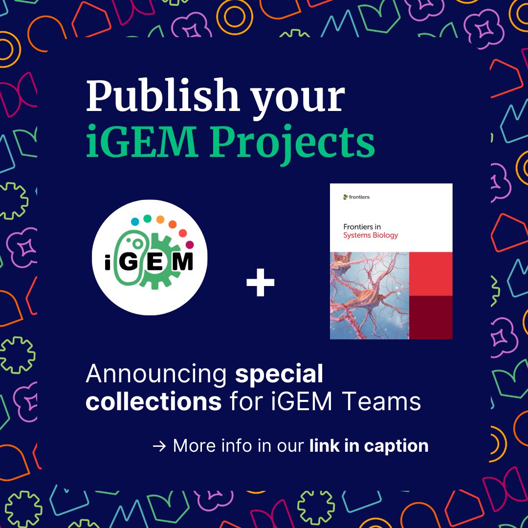 iGEMCommunity's tweet image. iGEMers!

Do you want to publish research-articles based on your iGEM projects?

We are collaborating with Frontiers @FrontSystemsBio to provide an opportunity for you &amp;amp; your iGEM team to publish your work!

Learn More 👉
community.igem.org/journals/front…

#SysBio #SynBio