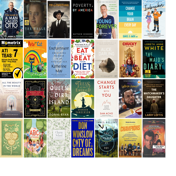 This week the Calvert Library has 242 new books and 17 new movies.  New items include A Man Called Otto, The Whale, Yellowstone, Young Forever, Change Your Brain Every Day, Icebreaker, ATI TEAS Secrets Study Guide, Pete the Cat, and Enchantment. wowbrary.org/nu.aspx?p=2779…