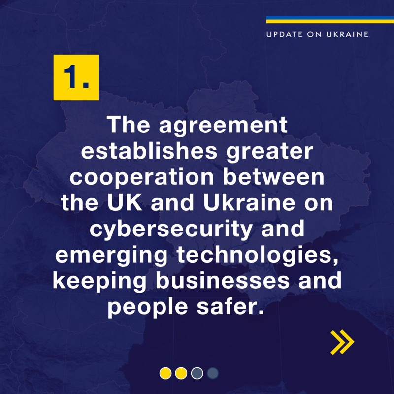 biztradegovuk's tweet photo. The UK has delivered Ukraine's first ever digitally focused trade deal.

The deal aims to establish greater cooperation between the UK and Ukraine on cybersecurity and emerging technologies, helping to keep UK and Ukrainian businesses and people safer.

Swipe to find out more👇