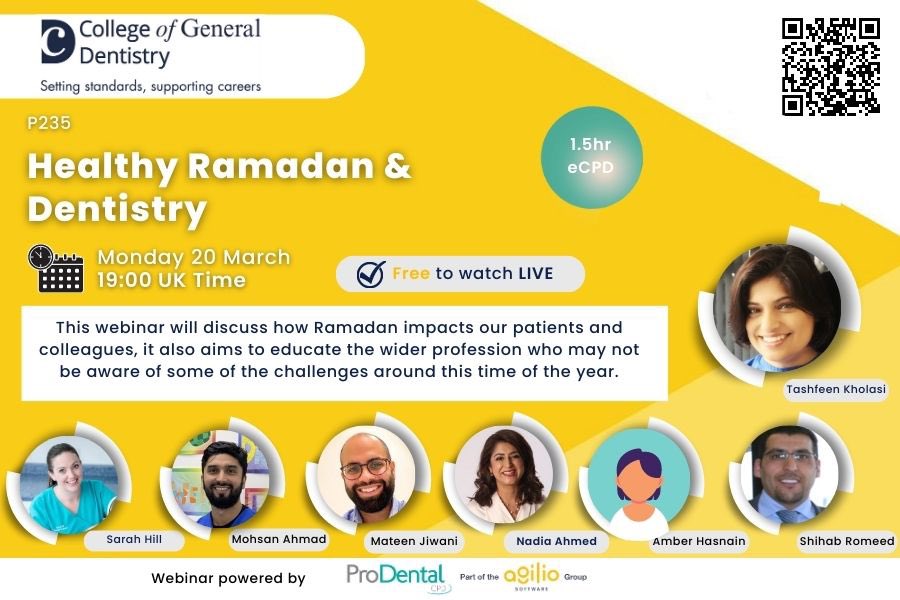 Join us tonight for the Healthy Ramadan & Dentistry Webinar @digitaldentis @ProDentalCPD