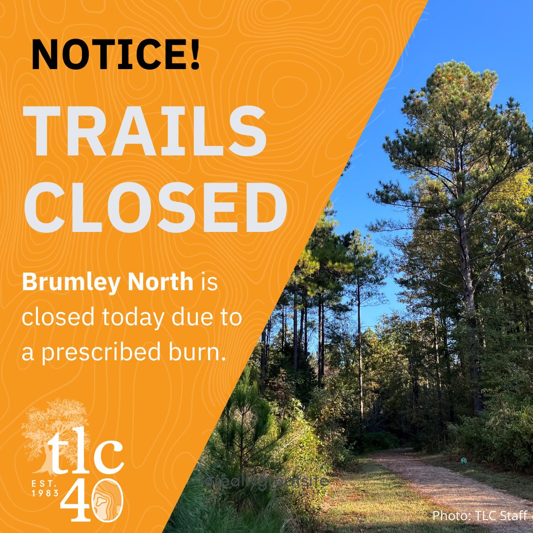 TriangleLand's tweet photo. Brumley North is closed today so that TLC staff can safely conduct a prescribed burn.🌳

Fire is an effective and safe management tool when used in the right conditions by trained professionals. Please do not enter the preserve so that we can conduct this burn safely. Thank you! https://t.co/elknk3unBS