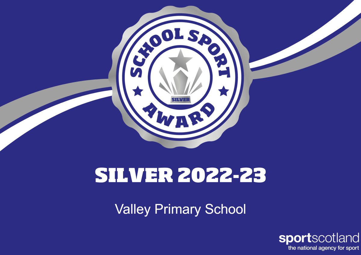 Well done Sports leaders, Mrs Burnett and all who help and attend our sports clubs. We've won silver! #teamvalley #schoolsportaward @sportscotland