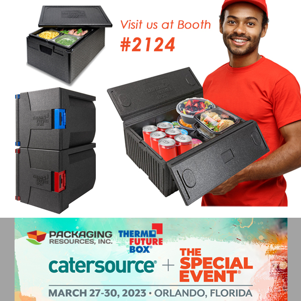 pripackaging's tweet image. Join Packaging Resources at Catersource 2023. Visit us at Booth #2124 to see the latest innovations in food transport carriers from ThermoFutureBox. Use promo code PARTNER2023 when you register for your FREE tradeshow pass. We’ll see you in Orlando! #catersource #pripackaging