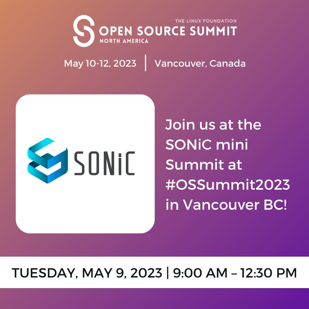 SONiC_Fund's tweet image. Calling all #SONiC enthusiasts! Join us at the SONiC mini Summit at #OSSummit2023 in Vancouver BC! Discover the latest updates and features in the SONiC community and get a sneak peek at the upcoming SONiC release. Don&apos;t miss out on our half-day event! hubs.la/Q01HqvX60