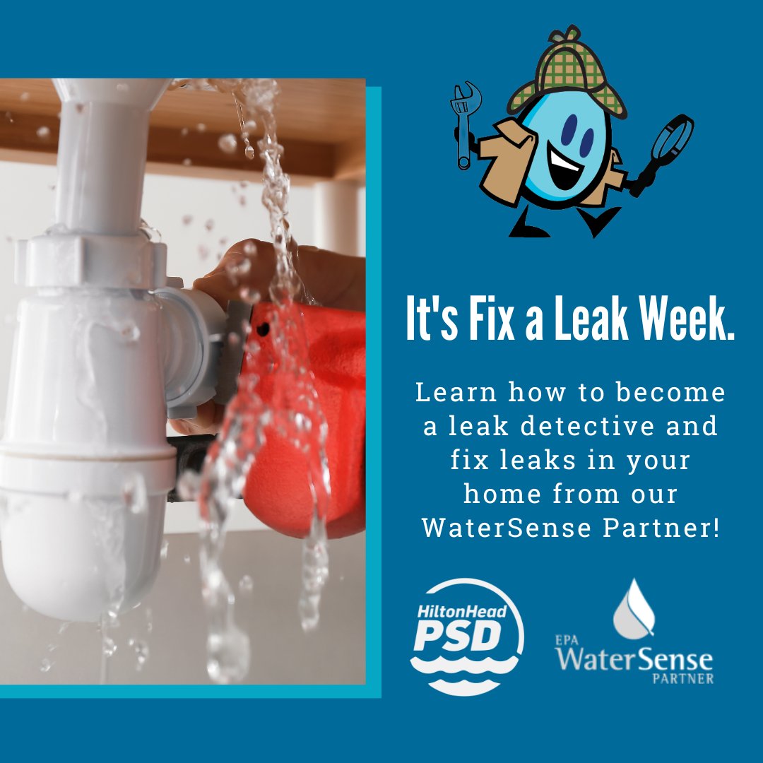 hiltonheadpsd's tweet photo. On your mark, get set, save!
Fix a Leak Week is here and it is time to save water and money by finding and fixing leaks in your home!
Learn more on our WaterSense Partner’s website:
https://t.co/6J9PjTIVOu
#FixALeakWeek #SaveWater #SaveMoney #WaterSensePartner https://t.co/K63Q8Hs1Vg