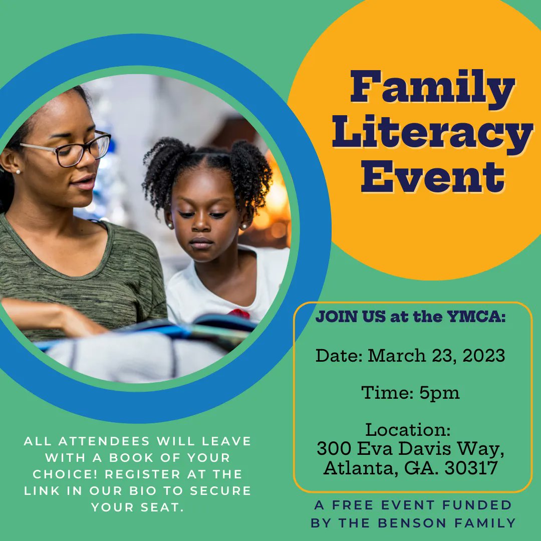 Our literacy events are a great way to read with your kids!  Come join us this Thursday evening at the YMCA on Eva Davis Way.  All attendees will leave with a book of your choice! Register at the link in our bio to secure your seat.