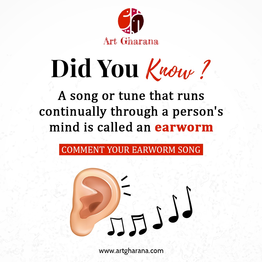 art_gharana's tweet photo. Ever had a song stuck in your head all day❓ That's an earworm 🧏🏻 Research suggests that up to 98% of us experience these catchy tunes..!!

#facts #musicfacts #earworm #didyouknow #doyouknow #dyn #fact #amazingfact #monday #mondaymotivation #musicfact #songalert #artgharana https://t.co/xnWrfftGn6