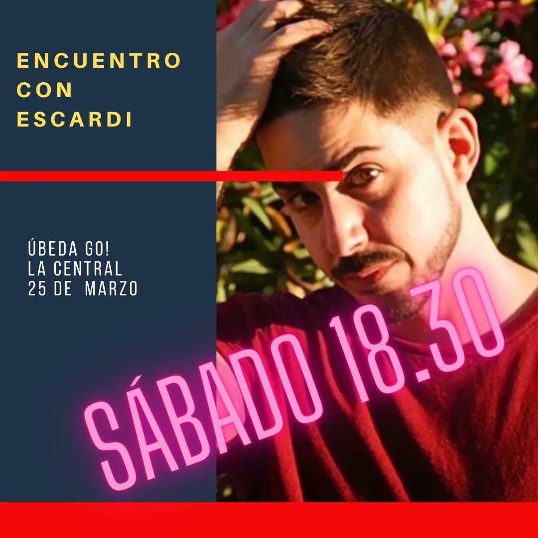 EventosGoFF's tweet photo. Recordaros que el #meetandgreet con el gran @escardi será aas 18.30 en #UbedaGo . Hazte con tu entrada anticipada o comprala en taquilla. https://t.co/utXekFF3Ys