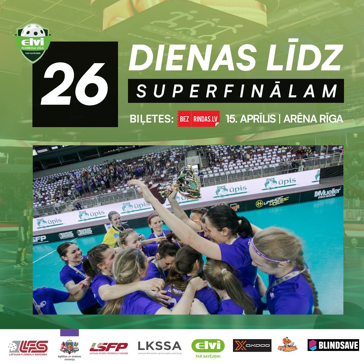 🏟️ "NND/RJTC" dāmām šis būs ceturtais mēģinājums "Arēnā Rīga" pacelt čempionu kausu #florbols #floorball