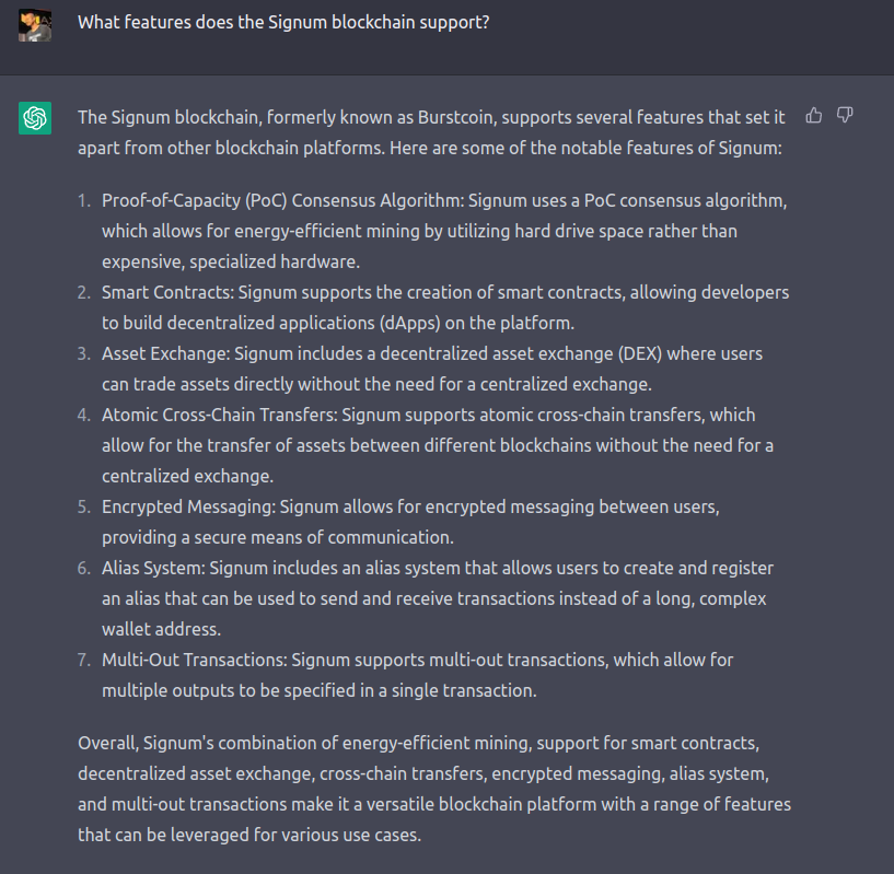 ohager5's tweet photo. As I already said: I start liking Chat AIs! #signum #sustainable #blockchain #platform https://t.co/Qo5fccQvKH