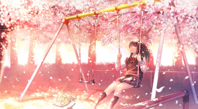 #三億アカウントの中から私を発掘してください制服少女描くのが好きです!桜のイラスト集めてみましたー 