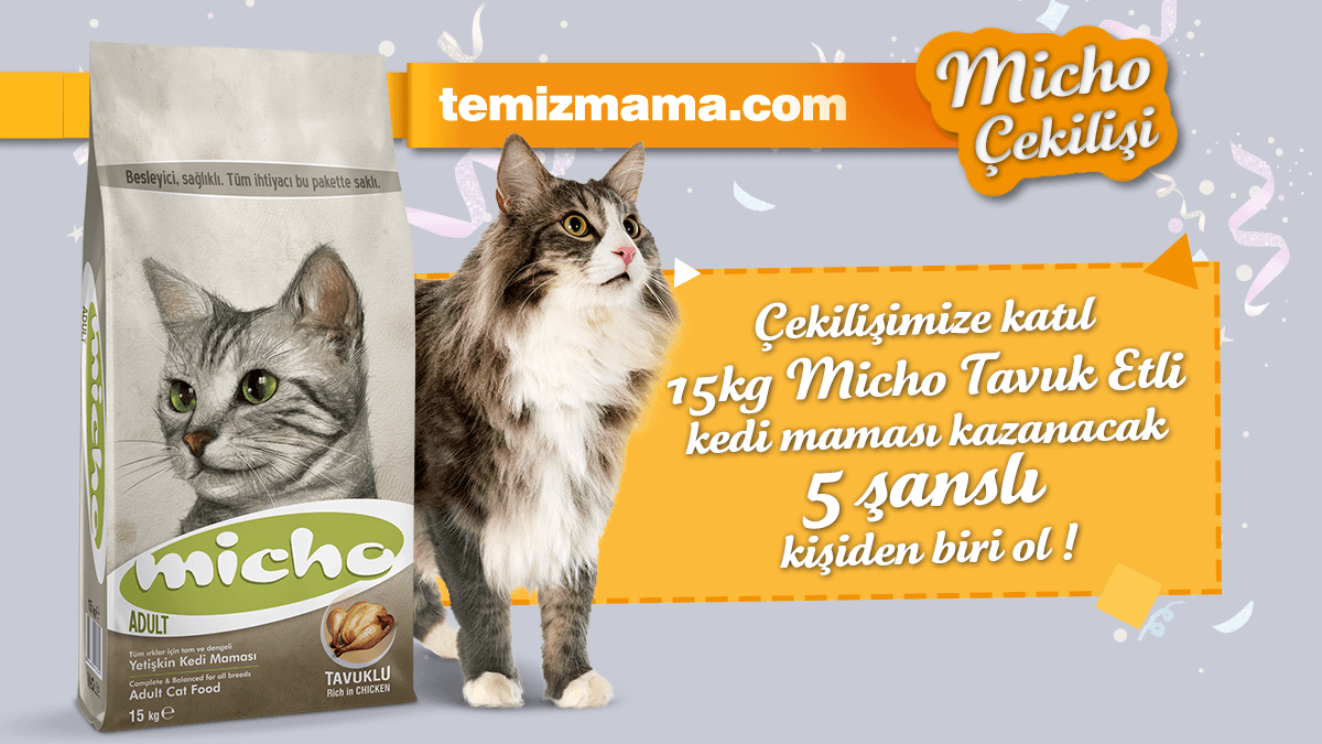 Temizmama'dan Micho Kedi Maması Çekilişi!

5 takipçimize 15 kg Micho Tavuklu Kedi Maması hediye ediyoruz 🎁

Yapmanız gerekenler:
✔️Hesabımızı takip et 👍
✔️Tweeti RT'le 🔁
✔️Tweetin altında 1 arkadaşını etiketle 💬

Kazanan takipçilerimiz 30 Mart Perşembe günü açıklanacaktır😉