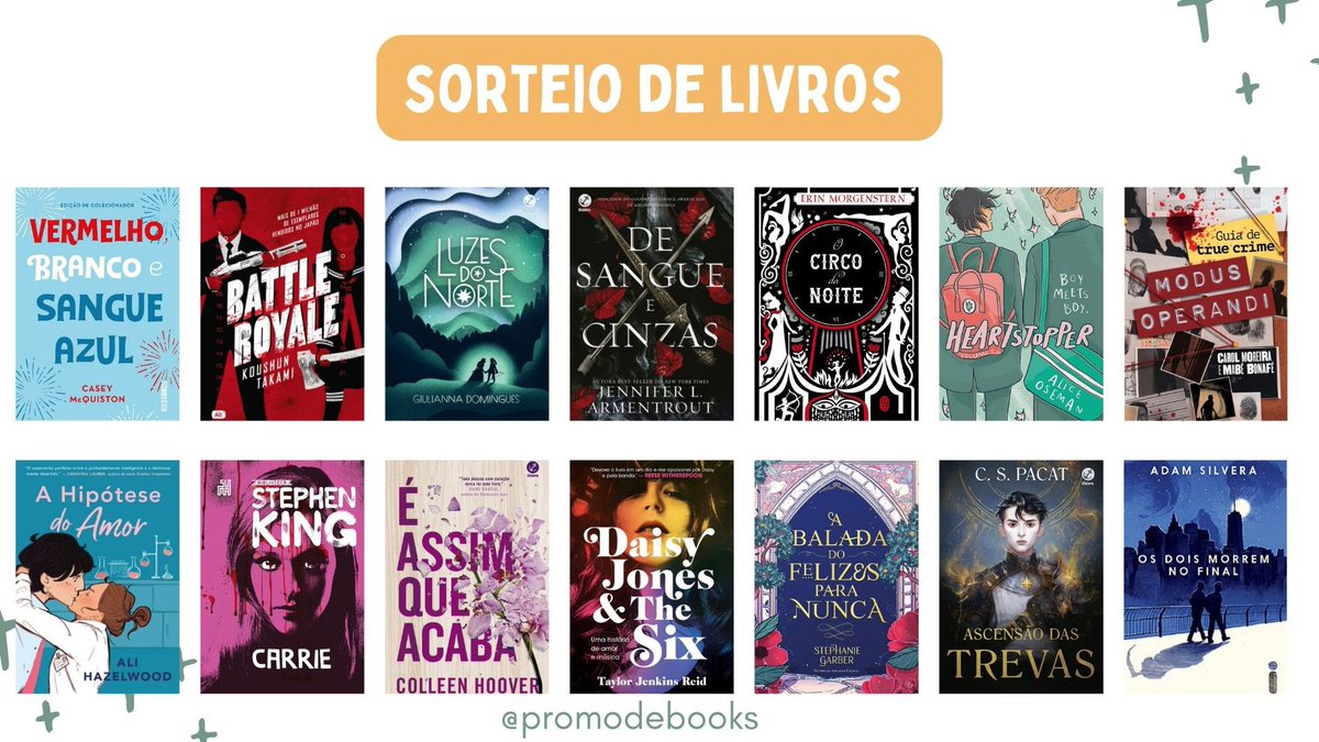 promodebooks's tweet photo. 📚📚 Sorteio Relâmpago 📚📚

🏆 Prêmio:
✨ UM livro dentre as opções da imagem ou R$50 em livros!

↪️ Regras:
• Seguir @promodebooks
• Dar RT nesse tweet (sem citar)
• Dar RT no tweet fixado da página
• Comentar o livro escolhido ou R$50 em livros

Resultado: 21/03! 🍀📚 https://t.co/0SQbsSQvca