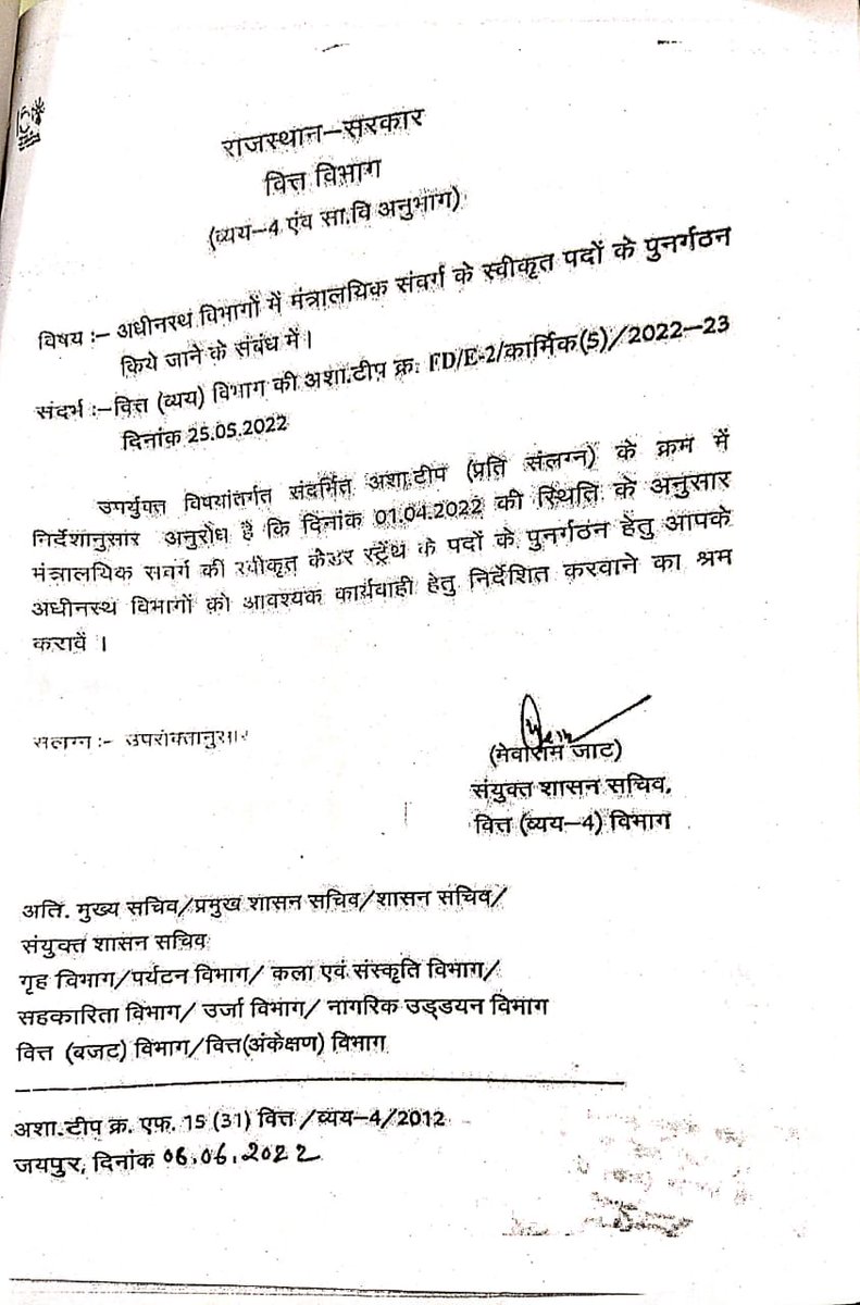 विधुत मंत्रायलिक कर्मचारी के पदों का पुनर्गठन श्रीमान मुख्यमंत्री के आदेश होने के बाद भी नही हो रहा है पिछले बजट की घोषणा पूरी नहीं हो रही है इससे कर्मचारियों में निराशा है आपके द्वारा यह कहा गया की में देते देते नही थकुगा आप लेते लेते थक जाओगे इस कथन को अनदेखी कर रहे है