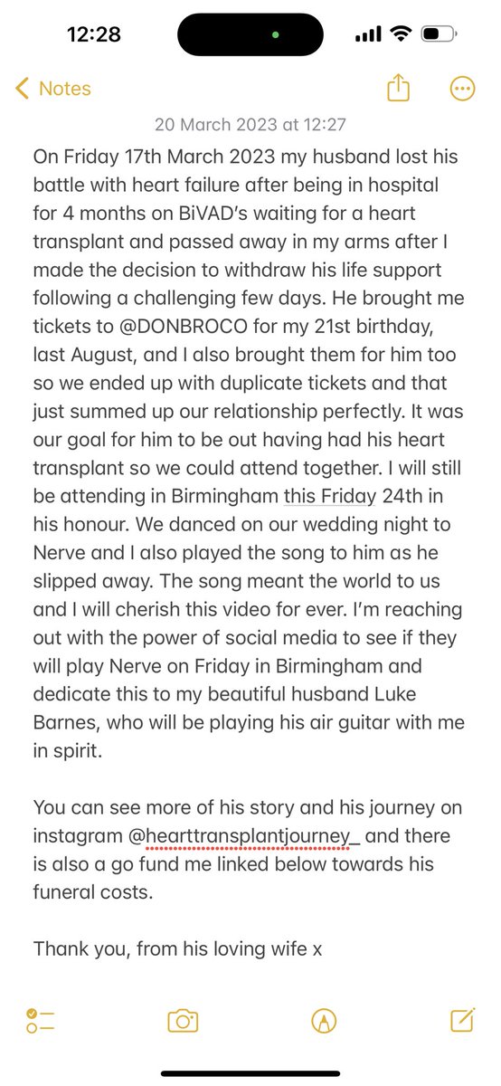 izzielucy_'s tweet image. Please help me get this to reach @DONBROCO for their concert on Friday in Birmingham to dedicate Nerve to my husband who sadly died on Friday. The concert will mark a week of his death and I will still be attending in his honour. Thank you everyone🕊️✨ #DonBroco