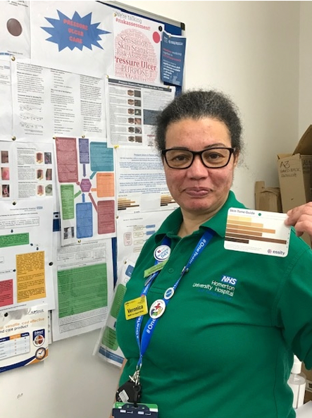 QIHomerton's tweet photo. We've proudly implemented Skin tone cards to improve the categorisation of pressure ulcers on dark skin! 🤎
#equality #pressureulcers
#QI #HomertonQI #Qualityimprovement #QITwitter #NHSHomerton https://t.co/wqZfLcIub5
