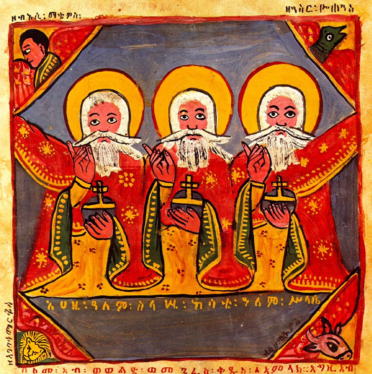 The All-Holy Trinity with mighty mustaches   #trinity #blessing #blessedmonday #mustache #africanart