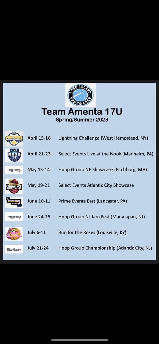 Looking Forward to Coaching this team again this year and playing in some great tournaments . We have some great talent and hard working players. Hope to see a lot of coaches watching our crew! <a href="/NYGHoops/">NYGHoops</a> <a href="/Makingwavesinwb/">Making Waves in Women's Basketball</a> <a href="/FootprintzGroup/">The FOOTPRINTZ GROUP</a> <a href="/SelectEventsBB/">Select Events Basketball</a> <a href="/hgsl_girls/">Hoop Group Girls</a> <a href="/kparnell71/">Kevin Parnell</a>