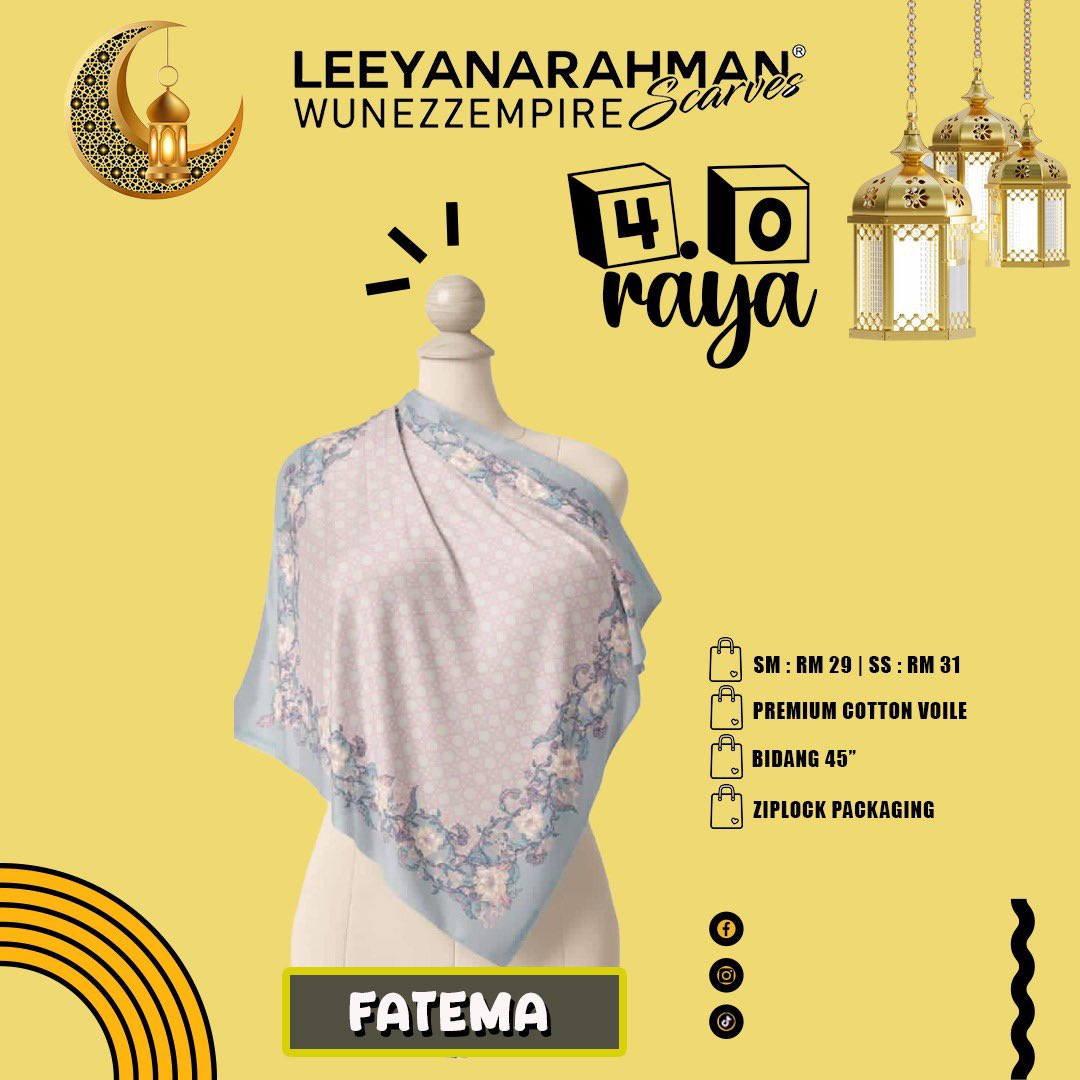 __yemma's tweet photo. 🌸Fatema
🌸RM 29
🌸Material Cotton Voile
🌸Leeyanarahmanscarves (cahaya cinta ramadhan)

Klik link in bio for purchase 😄 https://t.co/xPXecOs0rt