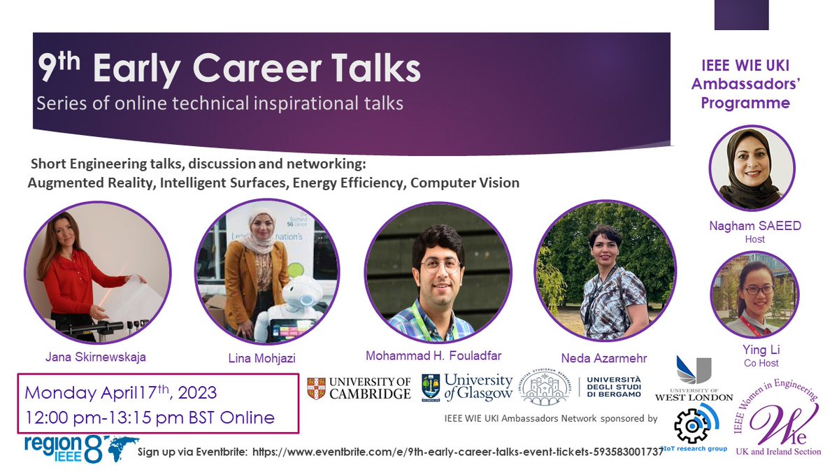 I am honoured to present our research during the IEEE Women in Engineering UKI Ambassadors Programme's 9th Early Career Talks. Everyone is welcome! Thank you! @Cambridge_Eng @cambridge_ee @IEEEWIE @IEEEorg @womeninengineer