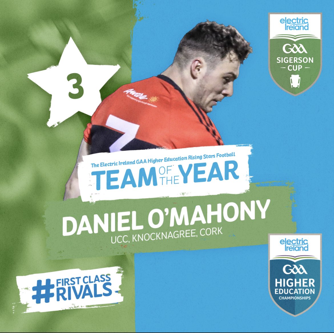 ElectricIreland's tweet photo. The @knocknagree man was a powerful performer in the centre of @ucc_gaa's defence throughout their campaign. A towering athlete who provided inspiration when bursting forward after collecting possession. https://t.co/FaIxPPM334