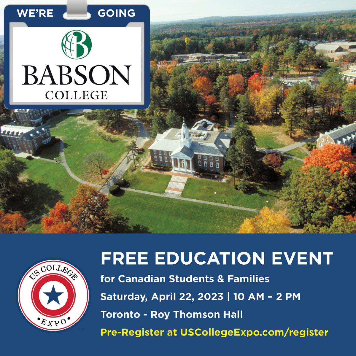USCollegeExpo's tweet photo. Attention aspiring entrepreneurs! @babson Babson College will be joining us at the US College Expo on April 22! Learn about their innovative programs and register now at https://t.co/9FXY6trmdc 
#BabsonCollege #USCollegeExpo #entrepreneurship #collegefair https://t.co/vWu3AOA3Fs